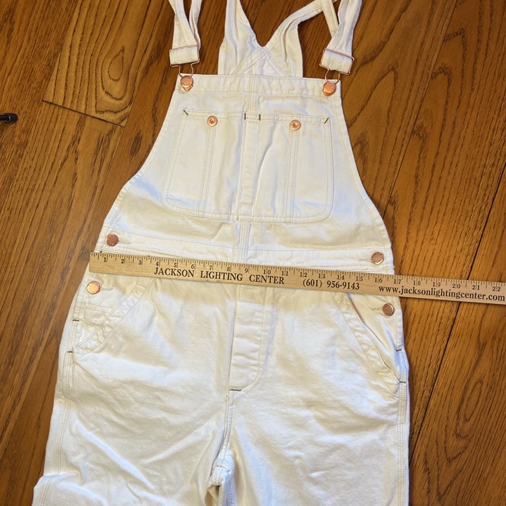 Free Prople White Denim Overalls Jumpsuit - Picture 7 of 8